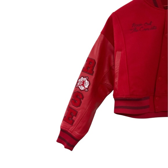 NWT $750 Nike Air Jordan Teyana Taylor Cropped Varsity Jacket Womens Red XS - Picture 4 of 11